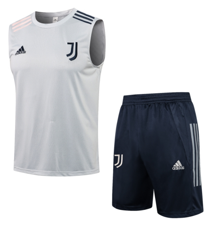 2021/22 Juventus Grey Training Vest Kits Soccer Shirt with Shorts